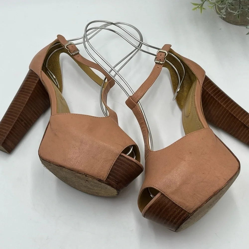 See By Chloe Vela Light Pink-Nude Platform High Heels‎ Sandals Sz 36.5/US 6